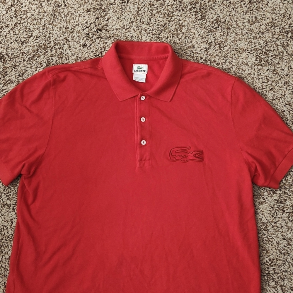 Vintage Lacoste Big Logo Red Polo Shirt Size 6